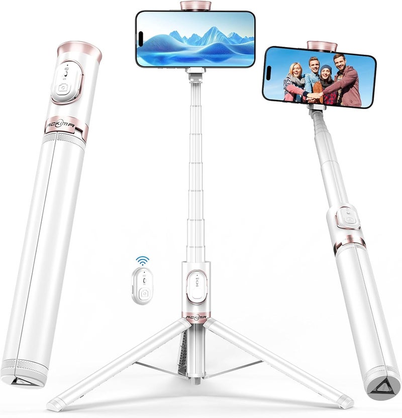 Aklima 67" Selfie Stick Tripod, All in One Phone Tripod with Wireless Remote, Extendable Compact Tripods Portable Travel Stand for iPhone Android Selfie/Video Recording/Live Stream/Vlog - Image 1